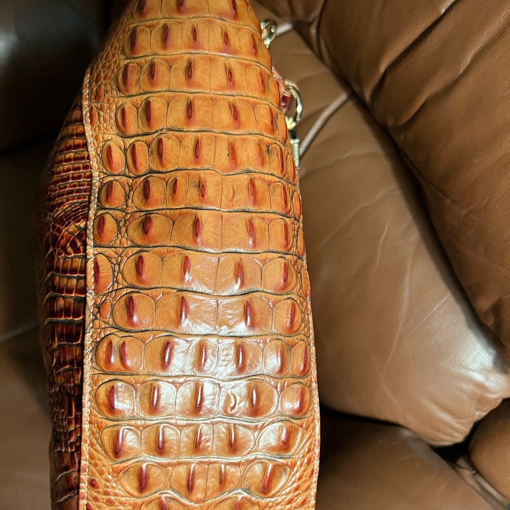 Brahmin Croc-Embossed Shoulder Bag in Rich Cognac and Amber - Picture 6 of 11